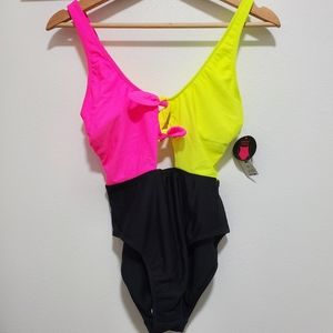 Multi color one piece swim suit